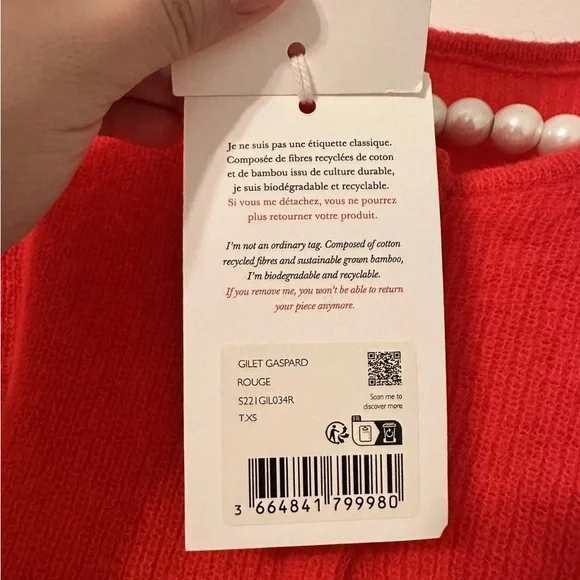 NWT Sezane Gaspard Cardigan Sweater in Red Size XS - Picture 8 of 13